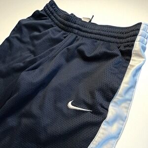 Men's Nike Basketball Pants Small Y2K Vintage Navy Mesh Warm-Up Bungee Hem